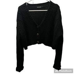 PrettyLittleThings Women’s Cardigan Sweater Long Sleeve Button Up Black Size L